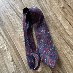 Lanvin Paisley Patterned Tie in Red and Blue Silk